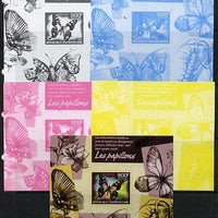 Central African Republic 2014 Butterflies #02 imperf s/sheet A - the set of 5 imperf progressive proofs comprising the 4 individual colours plus all 4-colour composite, unmounted mint
