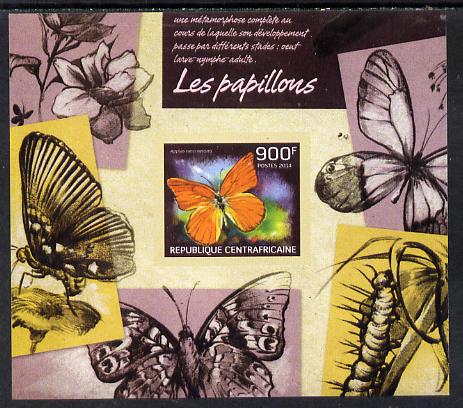 Central African Republic 2014 Butterflies #02 imperf s/sheet B - unmounted mint. Note this item is privately produced and is offered purely on its thematic appeal