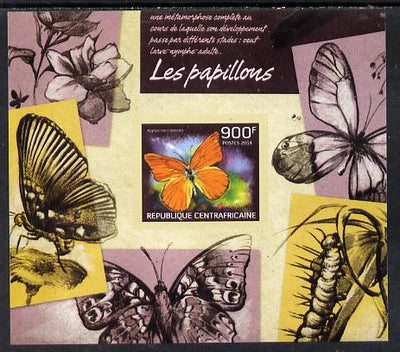 Central African Republic 2014 Butterflies #02 imperf s/sheet B - unmounted mint. Note this item is privately produced and is offered purely on its thematic appeal