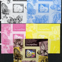 Central African Republic 2014 Butterflies #02 imperf s/sheet C - the set of 5 imperf progressive proofs comprising the 4 individual colours plus all 4-colour composite, unmounted mint