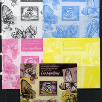 Central African Republic 2014 Butterflies #02 imperf s/sheet D - the set of 5 imperf progressive proofs comprising the 4 individual colours plus all 4-colour composite, unmounted mint