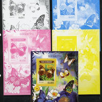 Mozambique 2014 Butterflies #01 imperf s/sheet B - the set of 5 imperf progressive proofs comprising the 4 individual colours plus all 4-colour composite, unmounted mint