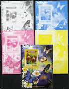 Mozambique 2014 Butterflies #01 imperf s/sheet B - the set of 5 imperf progressive proofs comprising the 4 individual colours plus all 4-colour composite, unmounted mint