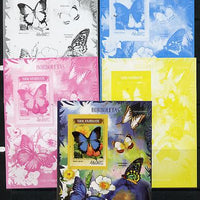 Mozambique 2014 Butterflies #01 imperf s/sheet C - the set of 5 imperf progressive proofs comprising the 4 individual colours plus all 4-colour composite, unmounted mint