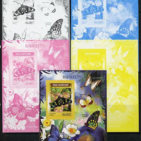 Mozambique 2014 Butterflies #01 imperf s/sheet D - the set of 5 imperf progressive proofs comprising the 4 individual colours plus all 4-colour composite, unmounted mint