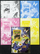 Mozambique 2014 Butterflies #01 imperf s/sheet D - the set of 5 imperf progressive proofs comprising the 4 individual colours plus all 4-colour composite, unmounted mint