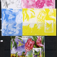 Togo 2014 Orchids imperf s/sheet A - the set of 5 imperf progressive proofs comprising the 4 individual colours plus all 4-colour composite, unmounted mint