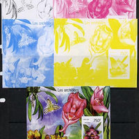 Togo 2014 Orchids imperf s/sheet B - the set of 5 imperf progressive proofs comprising the 4 individual colours plus all 4-colour composite, unmounted mint