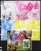 Togo 2014 Orchids imperf s/sheet C - the set of 5 imperf progressive proofs comprising the 4 individual colours plus all 4-colour composite, unmounted mint