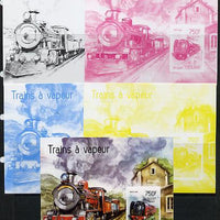 Togo 2014 Steam Locomotives imperf s/sheet A - the set of 5 imperf progressive proofs comprising the 4 individual colours plus all 4-colour composite, unmounted mint