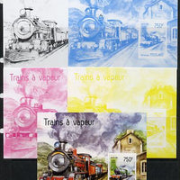 Togo 2014 Steam Locomotives imperf s/sheet C - the set of 5 imperf progressive proofs comprising the 4 individual colours plus all 4-colour composite, unmounted mint
