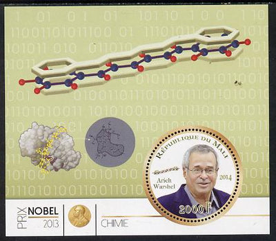 Mali 2014 Nobel Prize for Chemistry (2013) - Arieh,Warshel perf s/sheet containing one circular value unmounted mint