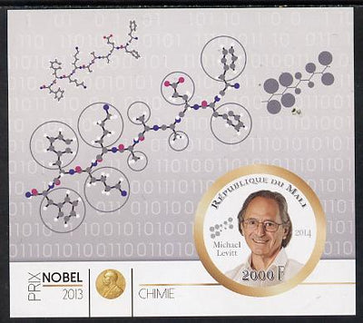 Mali 2014 Nobel Prize for Chemistry (2013) - Michael Levitt imperf s/sheet containing one circular value unmounted mint