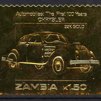 Zambia 1987 Classic Cars 1k50 Chrysler in 22k gold foil unmounted mint