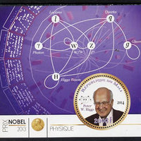 Mali 2014 Nobel Prize for Physics (2013) - Peter W Higgs perf s/sheet containing one circular value unmounted mint