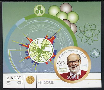 Mali 2014 Nobel Prize for Physics (2013) - Francois Englert imperf s/sheet containing one circular value unmounted mint