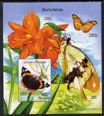 St Thomas & Prince Islands 2014 Butterflies A imperf deluxe m/sheet unmounted mint. Note this item is privately produced and is offered purely on its thematic appeal