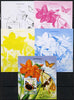 St Thomas & Prince Islands 2014 Butterflies A deluxe m/sheet - the set of 5 imperf progressive proofs comprising the 4 individual colours plus all 4-colour composite, unmounted mint