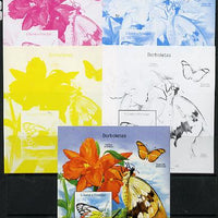 St Thomas & Prince Islands 2014 Butterflies B deluxe m/sheet - the set of 5 imperf progressive proofs comprising the 4 individual colours plus all 4-colour composite, unmounted mint