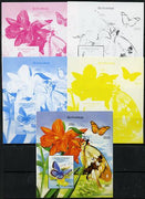 St Thomas & Prince Islands 2014 Butterflies C deluxe m/sheet - the set of 5 imperf progressive proofs comprising the 4 individual colours plus all 4-colour composite, unmounted mint