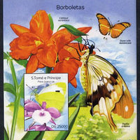 St Thomas & Prince Islands 2014 Butterflies D imperf deluxe m/sheet unmounted mint. Note this item is privately produced and is offered purely on its thematic appeal