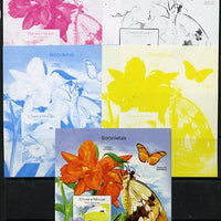 St Thomas & Prince Islands 2014 Butterflies D deluxe m/sheet - the set of 5 imperf progressive proofs comprising the 4 individual colours plus all 4-colour composite, unmounted mint