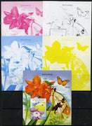 St Thomas & Prince Islands 2014 Butterflies D deluxe m/sheet - the set of 5 imperf progressive proofs comprising the 4 individual colours plus all 4-colour composite, unmounted mint