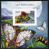 Togo 2014 Butterflies E imperf deluxe m/sheet unmounted mint. Note this item is privately produced and is offered purely on its thematic appeal