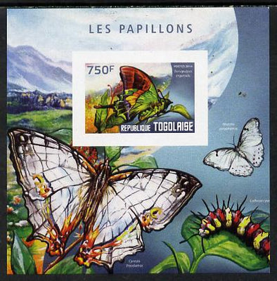 Togo 2014 Butterflies E imperf deluxe m/sheet unmounted mint. Note this item is privately produced and is offered purely on its thematic appeal