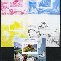 Togo 2014 Butterflies E deluxe m/sheet - the set of 5 imperf progressive proofs comprising the 4 individual colours plus all 4-colour composite, unmounted mint