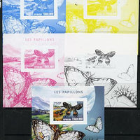 Togo 2014 Butterflies F deluxe m/sheet - the set of 5 imperf progressive proofs comprising the 4 individual colours plus all 4-colour composite, unmounted mint