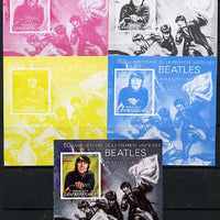 Central African Republic 2014 The Beatles - John Lennon deluxe m/sheet - the set of 5 imperf progressive proofs comprising the 4 individual colours plus all 4-colour composite, unmounted mint