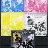 Central African Republic 2014 The Beatles - George Harrison deluxe m/sheet - the set of 5 imperf progressive proofs comprising the 4 individual colours plus all 4-colour composite, unmounted mint