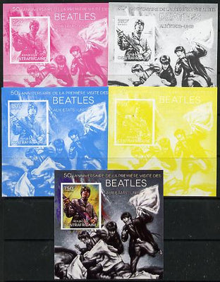 Central African Republic 2014 The Beatles - Paul McCartney deluxe m/sheet - the set of 5 imperf progressive proofs comprising the 4 individual colours plus all 4-colour composite, unmounted mint