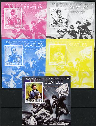 Central African Republic 2014 The Beatles - Ringo Starr deluxe m/sheet - the set of 5 imperf progressive proofs comprising the 4 individual colours plus all 4-colour composite, unmounted mint