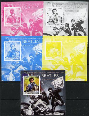 Central African Republic 2014 The Beatles - Ringo Starr deluxe m/sheet - the set of 5 imperf progressive proofs comprising the 4 individual colours plus all 4-colour composite, unmounted mint
