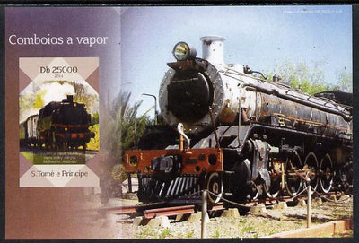 St Thomas & Prince Islands 2014 Steam Trains #1 imperf s/sheet unmounted mint. Note this item is privately produced and is offered purely on its thematic appeal
