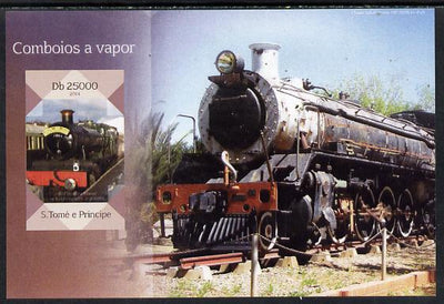 St Thomas & Prince Islands 2014 Steam Trains #2 imperf s/sheet unmounted mint. Note this item is privately produced and is offered purely on its thematic appeal