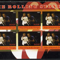 Congo 2014 The Rolling Stones #1 imperf sheetlet containing 6 values unmounted mint. Note this item is privately produced and is offered purely on its thematic appeal