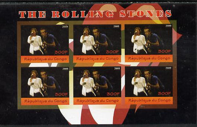 Congo 2014 The Rolling Stones #1 imperf sheetlet containing 6 values unmounted mint. Note this item is privately produced and is offered purely on its thematic appeal