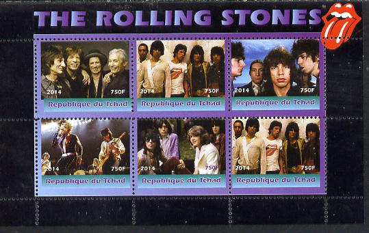 Congo 2014 The Rolling Stones #2 perf sheetlet containing 6 values unmounted mint. Note this item is privately produced and is offered purely on its thematic appeal