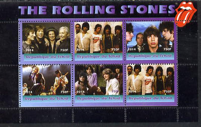 Congo 2014 The Rolling Stones #2 perf sheetlet containing 6 values unmounted mint. Note this item is privately produced and is offered purely on its thematic appeal
