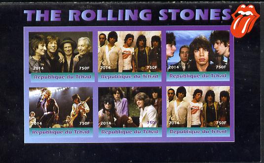 Congo 2014 The Rolling Stones #2 imperf sheetlet containing 6 values unmounted mint. Note this item is privately produced and is offered purely on its thematic appeal