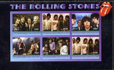 Congo 2014 The Rolling Stones #2 imperf sheetlet containing 6 values unmounted mint. Note this item is privately produced and is offered purely on its thematic appeal