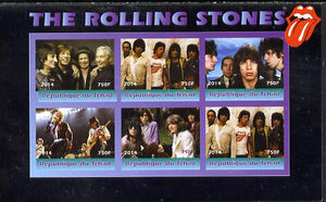 Congo 2014 The Rolling Stones #2 imperf sheetlet containing 6 values unmounted mint. Note this item is privately produced and is offered purely on its thematic appeal