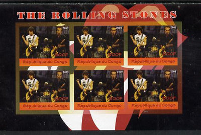 Congo 2014 The Rolling Stones #3 imperf sheetlet containing 6 values unmounted mint. Note this item is privately produced and is offered purely on its thematic appeal