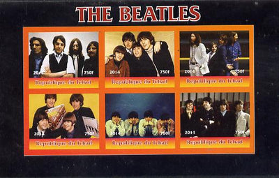 Chad 2014 The Beatles #2 imperf sheetlet containing 6 values unmounted mint. Note this item is privately produced and is offered purely on its thematic appeal. .