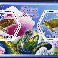 Chad 2014 Turtles #1 perf sheetlet containing two hexagonal-shaped values unmounted mint