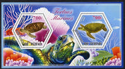Chad 2014 Turtles #1 perf sheetlet containing two hexagonal-shaped values unmounted mint