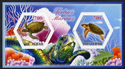 Chad 2014 Turtles #2 imperf sheetlet containing two hexagonal-shaped values unmounted mint